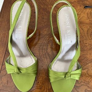 Anne Klein silk pumps in fabulous chartreuse color.